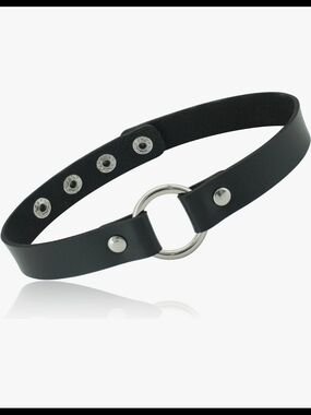 Black O-Ring Choker Goth Punk Alternative Faux Leather Necklace